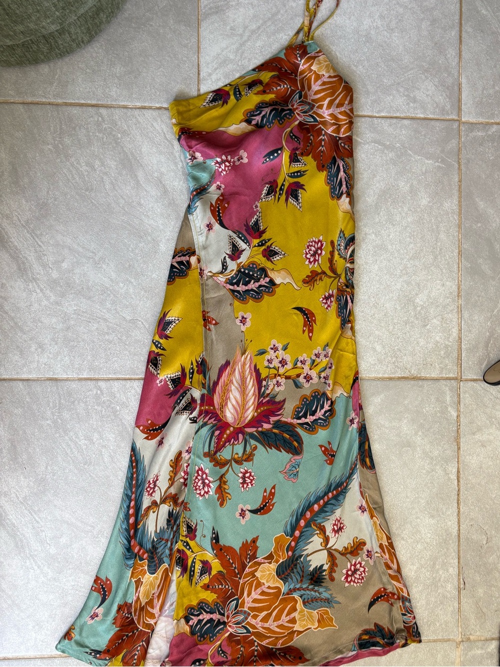 Anthropologie Bl-nk One-Shoulder Floral Multicolor Maxi Dress - Picture 3 of 8